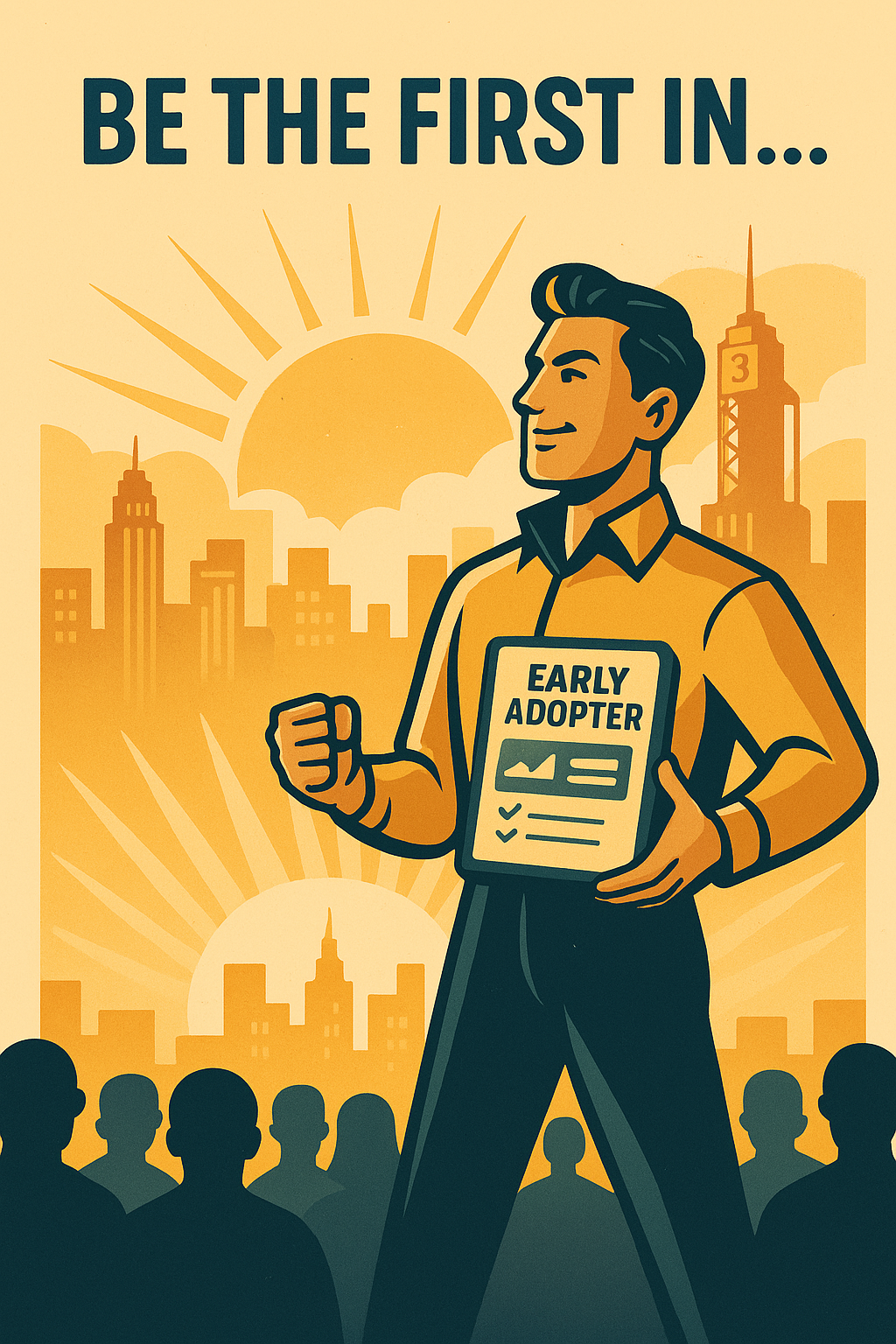 Retro spotlight graphic with early adopter badge and glowing runway – Success Pilot exclusive access offer
